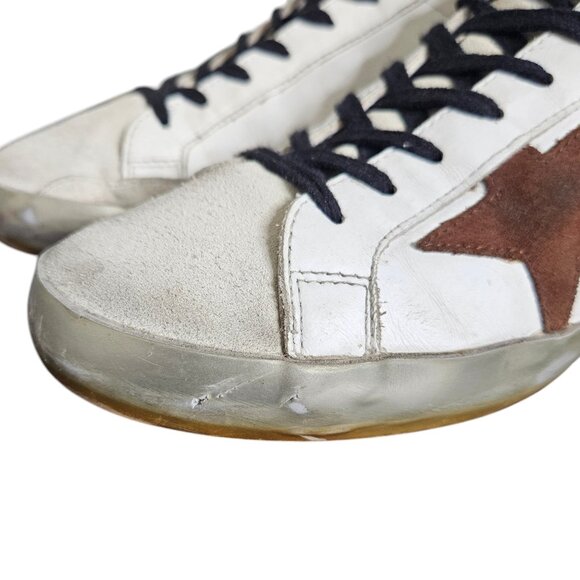 Golden Goose Superstar White Chestnut Brown Star Leather Suede Lace Up Sneaker - Picture 14 of 14